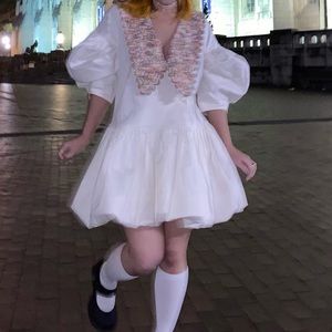 Kika Vargas white and pink Victoria dress